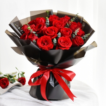 甜蜜物语-19朵红玫瑰鲜花花束