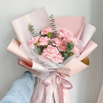 情意满满-11枝粉色康乃馨鲜花花束