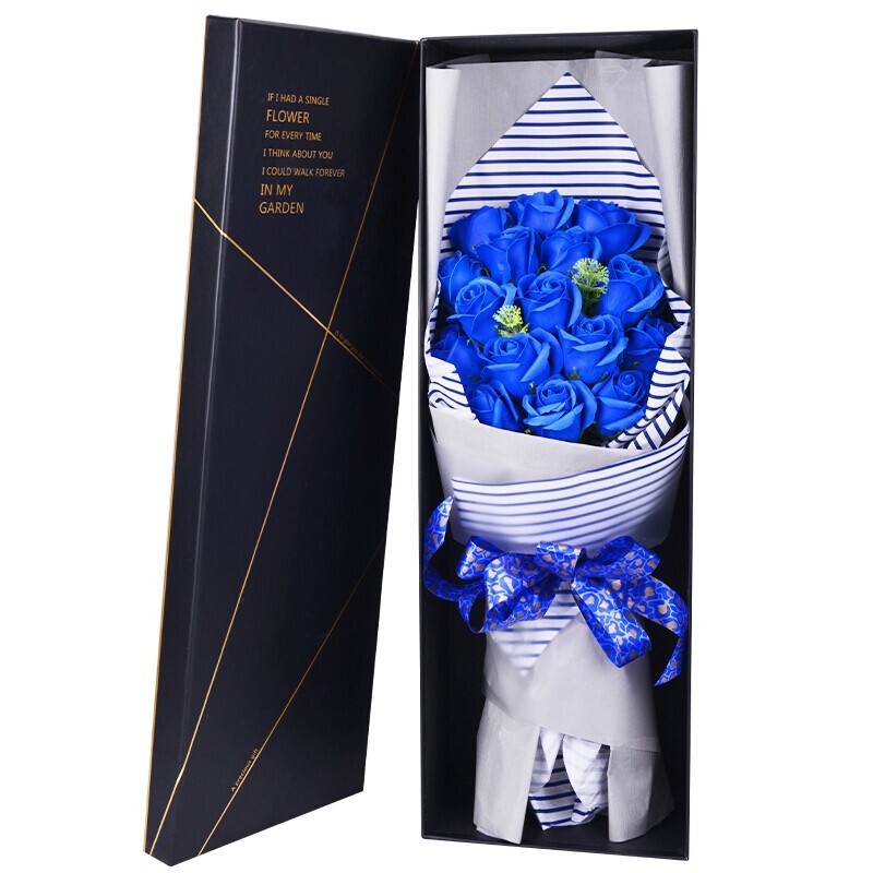香皂花-16朵蓝色香皂玫瑰花礼盒