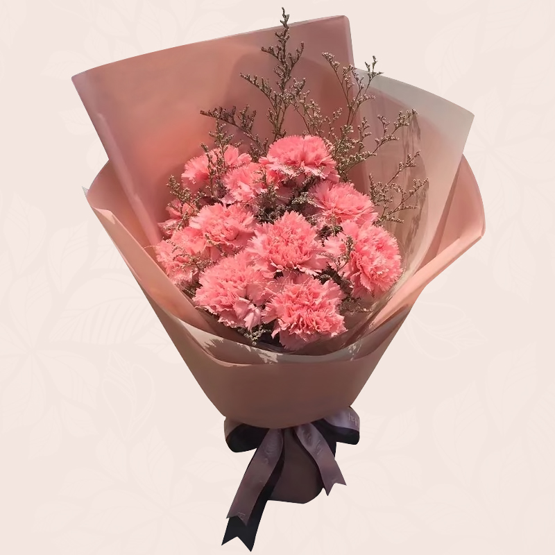 厚德载物-11朵粉康乃馨花束