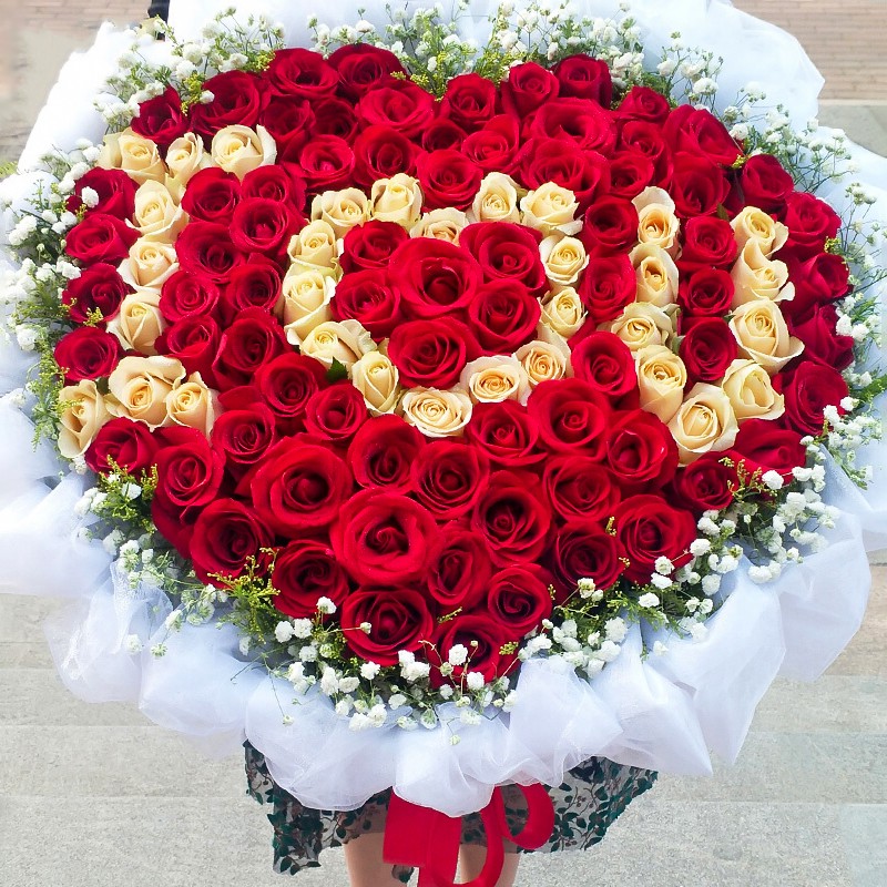 加倍爱你-99朵混搭玫瑰花束